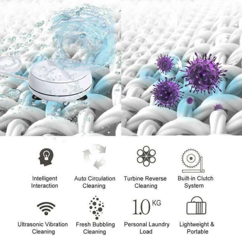 3 in 1 Compact Washing Machine Ultrasonic Rotating Bubbler Turbo Laundry Washer
