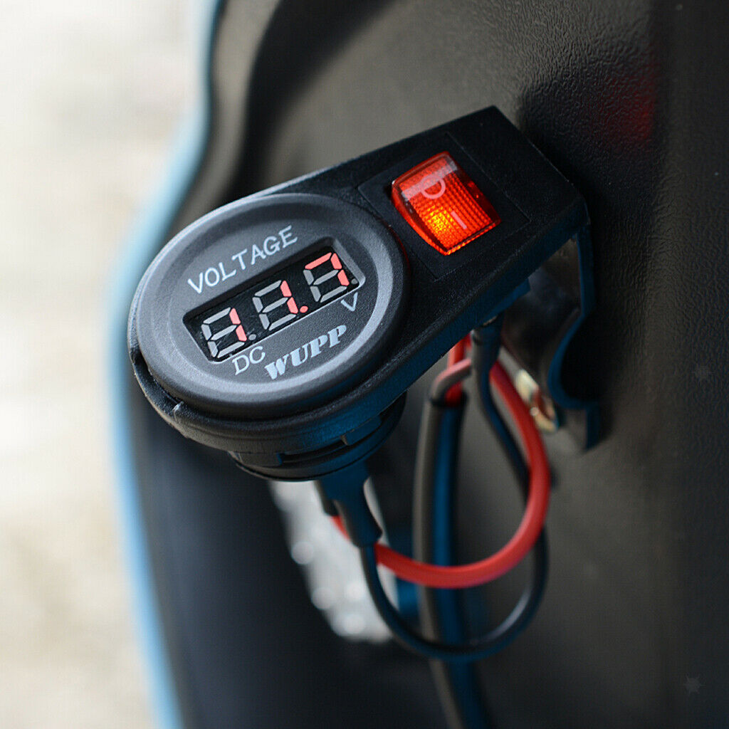 Universal 12V Motorcycle Digital LED Voltmeter Voltage Meter On/Off Switch
