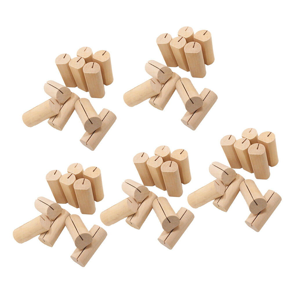50x Rustic Wood Place Card Holder Natural Wooden Bark Memo Holder Stands Table