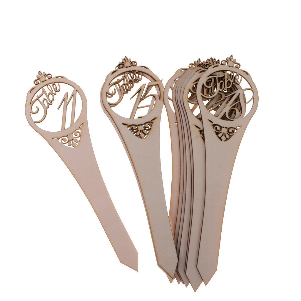 Set of 20 Pieces Wooden Table Numbers on Sticks for Wedding Party Table