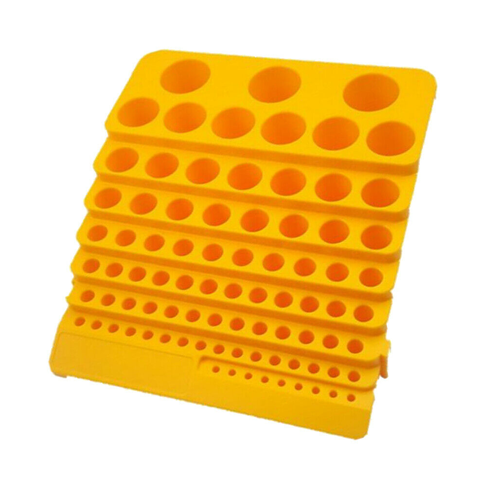 Round Yellow Plastic Drill Bit Storage Case Rotary Tool Rack Saving Space