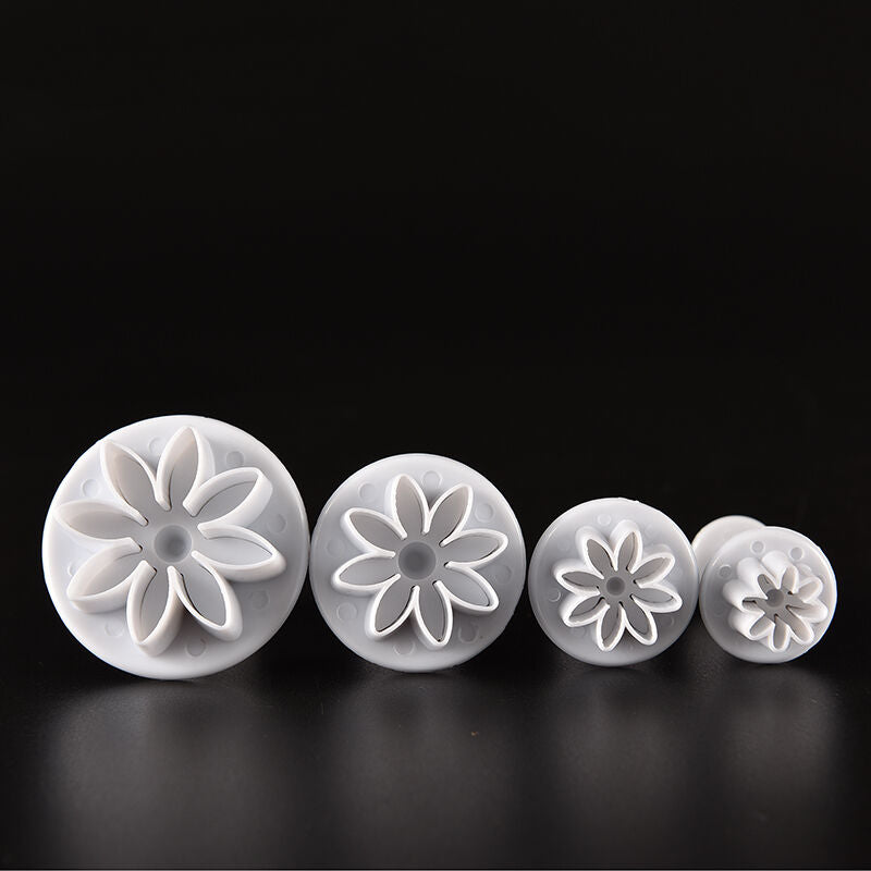 4 Pcs Cake Xmas Daisy Flower Plunger Fondant Decor Sugar craft Mold Cutte.l8