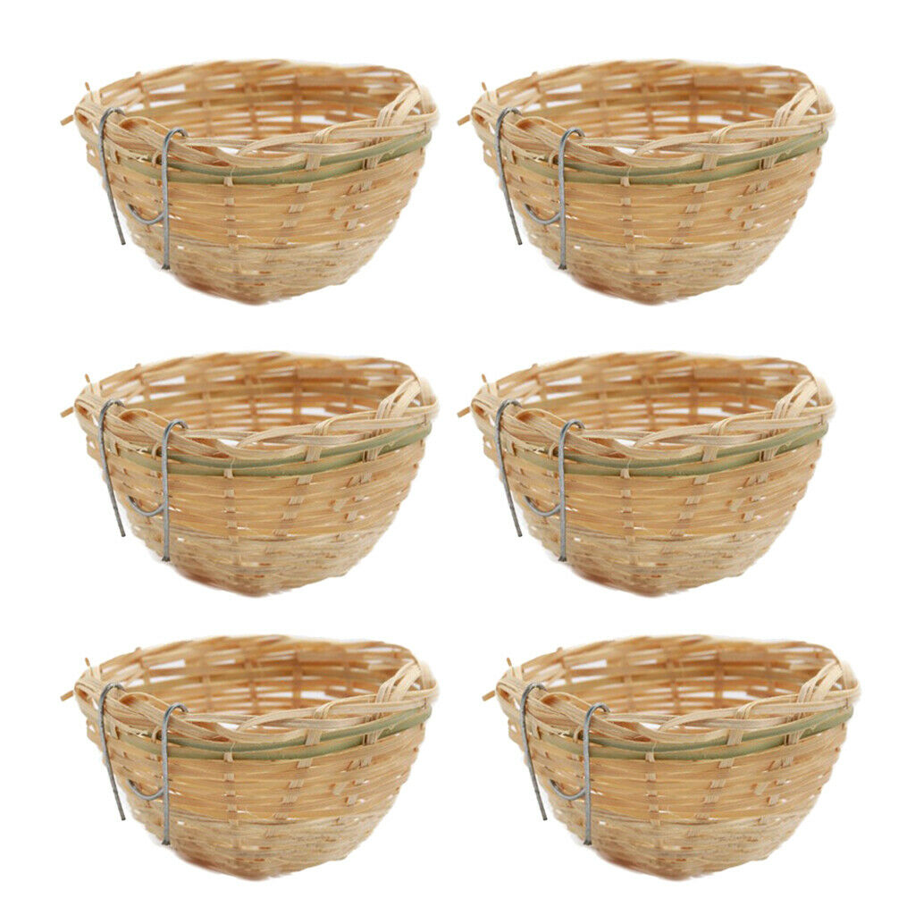 6Pcs Handmade Bamboo Bird Nest Hanging Cage for Finch Lovebird Parakeet
