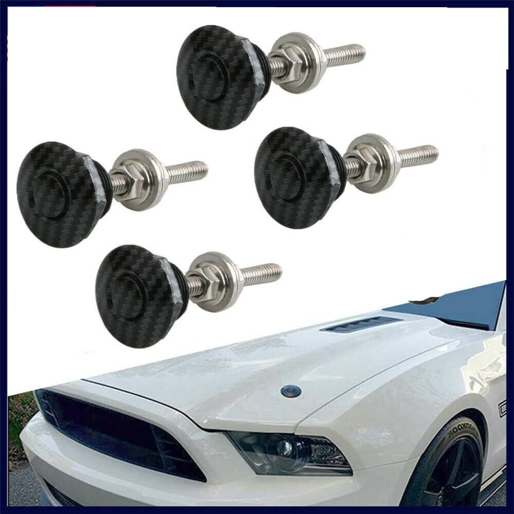 4x Black Push Button Car Hood Quick Release Pins Bonnet Lock Clip Bumper Latch