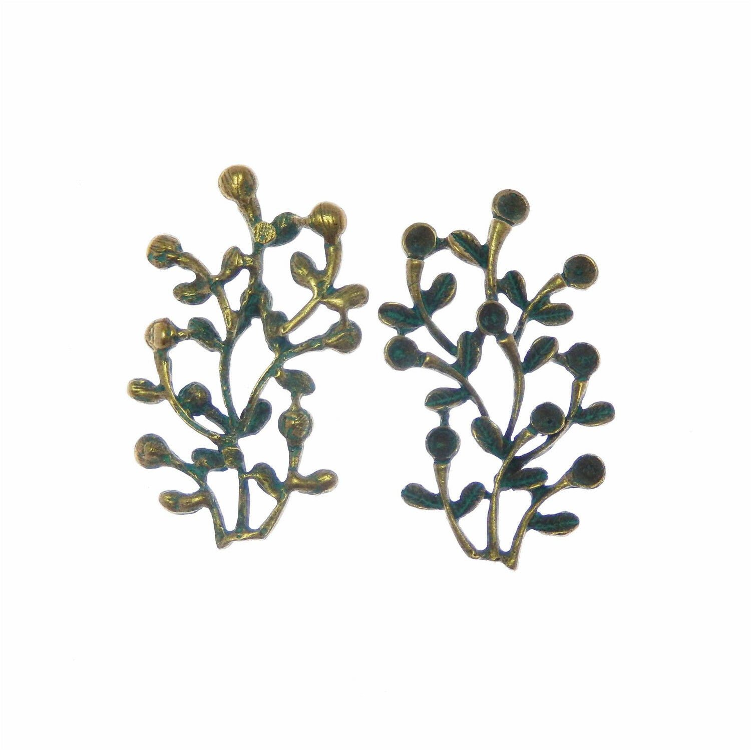 10 pcs Antiqued Copper Green Ivy Vine Look Charms Pendant Crafts 58x35mm 52295