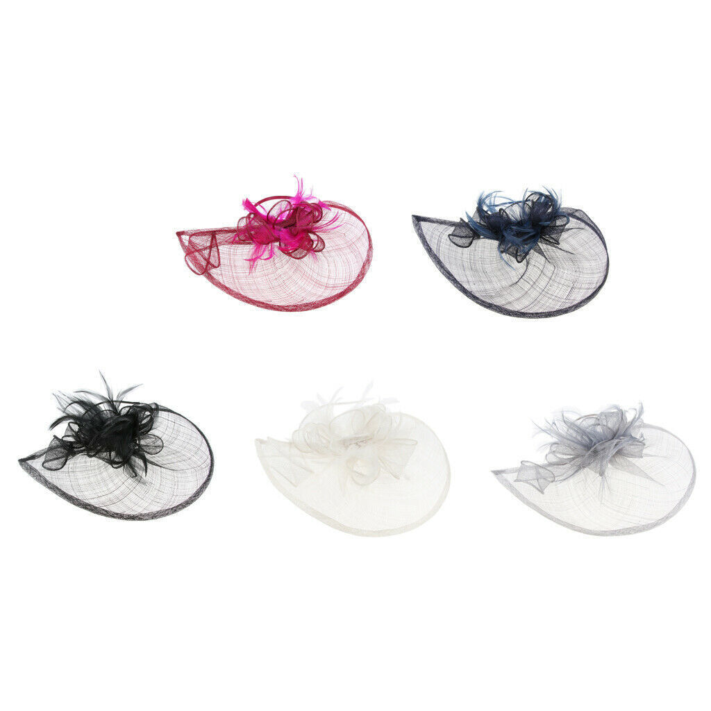Women Hair Clip Fascinator Headpieces Wedding Bridal Hair Accessory Wine Red