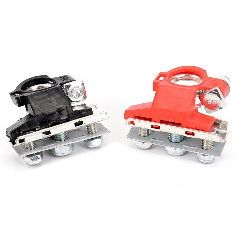 2Pcs Car Black Red Battery Terminals Metal Replacement Clamp ElectricConnect DD