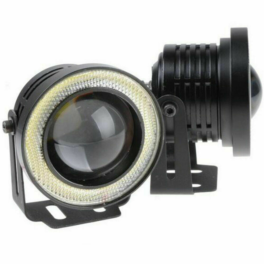 3.5" Inch COB LED Fog Light Projector Car Blue Angel Eyes Halo Ring DRL Lamp