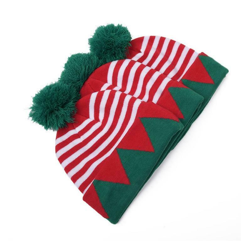 Ladies Men Wool Red green Hat Xmas Hat Santa Secret Hat Santa Xmas Hat pompom