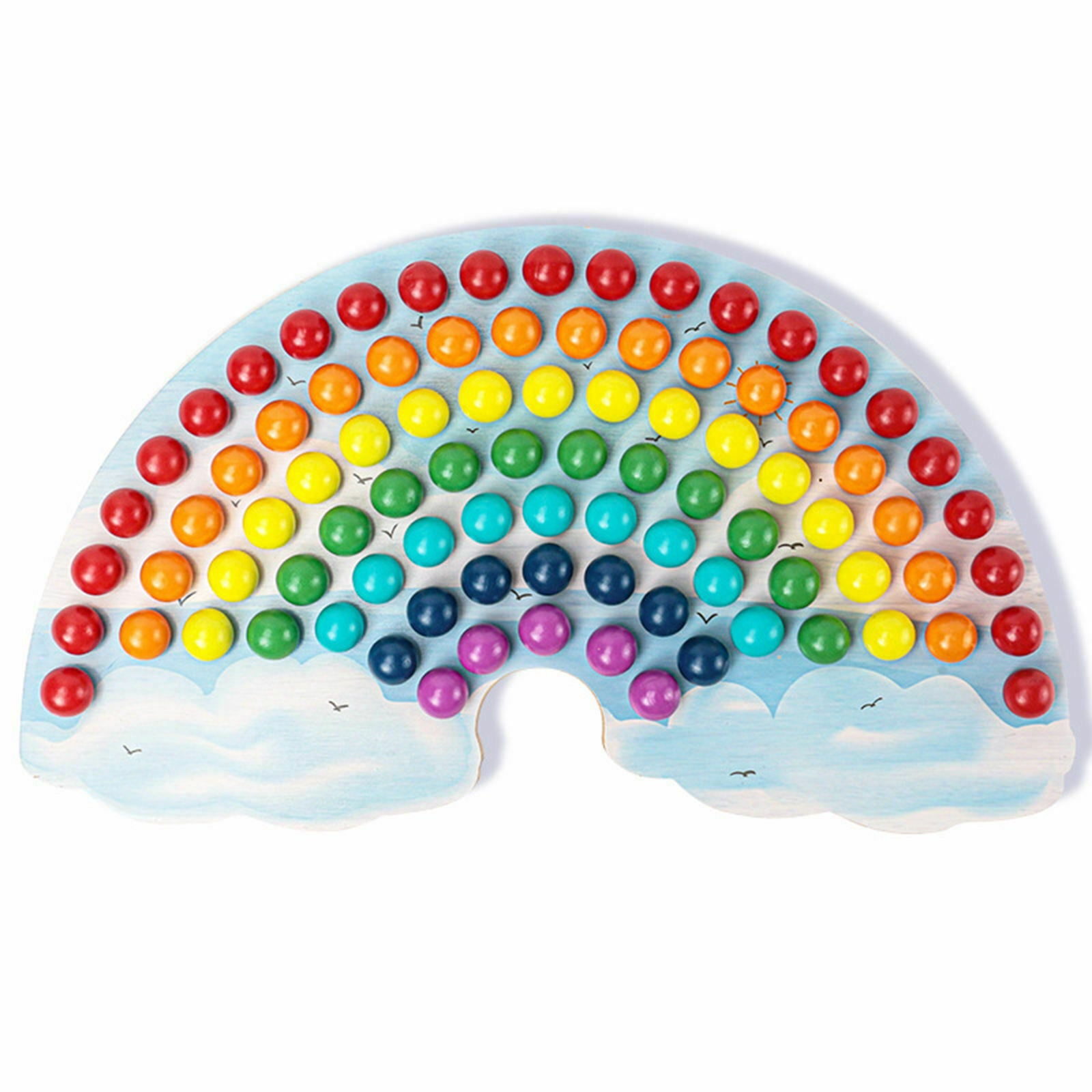 Kids Wooden Board Beading Game Puzzle Preschool Color Matching Learning Toys