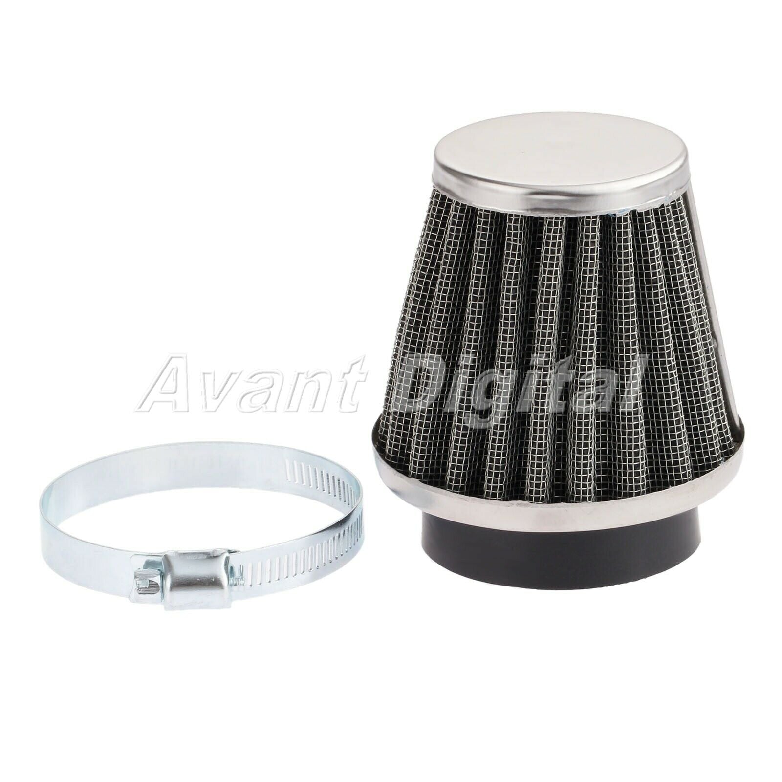 1x Scooter ATV 48mm Double Layer Steel Filter Gauze Clamp-on Air Filter Cleaner