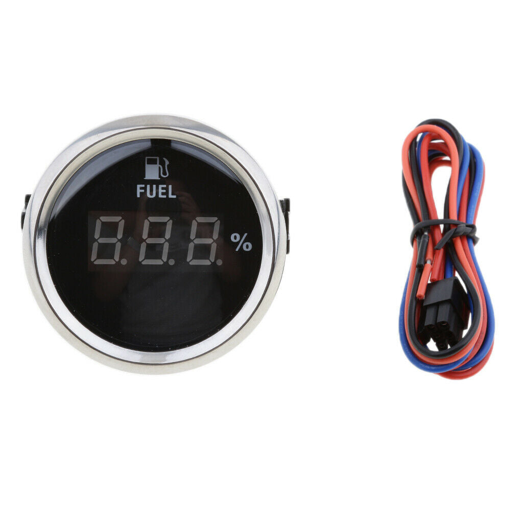Black 2" Marine Boat Digital Fuel Level Meter Gauge With Fuel Sensor Kit