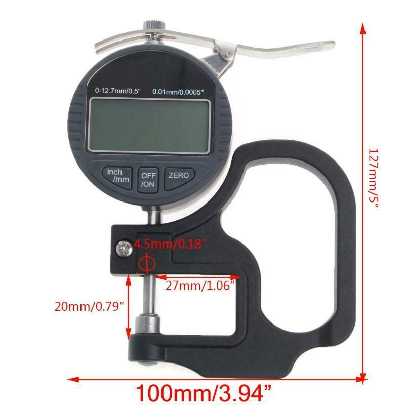 0-12.7mm Electronic Micrometer Digital Thickness Meter Gauge 0.01mm Depth Tester