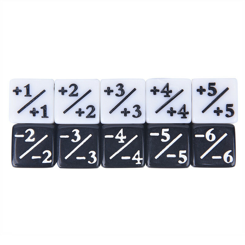 10x Dice Counters 5 Positive +1/+1 & 5 Negative -1/-1 For Gathering Table WGJ Lt