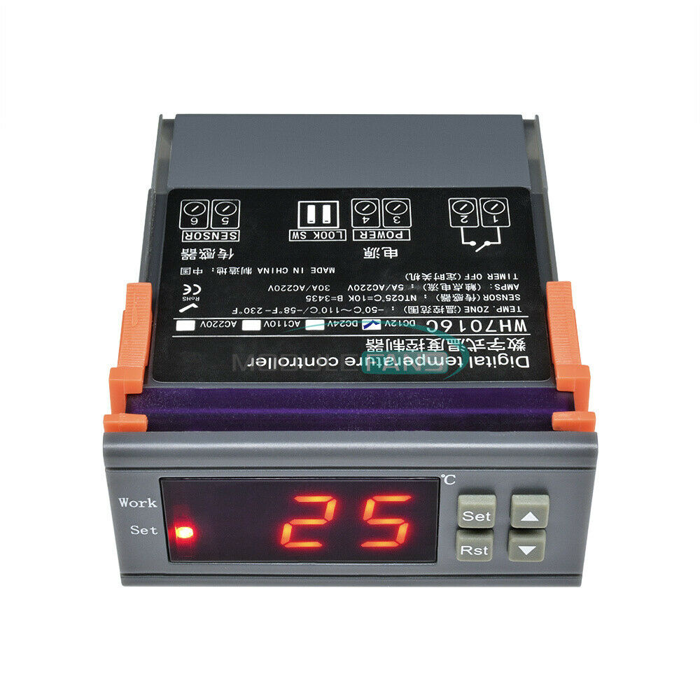 12V WH7016C Digital Temperature Controller Thermostat Switch NTC 10K/3435 Sensor