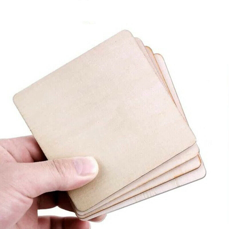 1pc 4" x 4" Unfinished Wood Pieces Wooden Squares Cutout Tiles Crafts DIY
