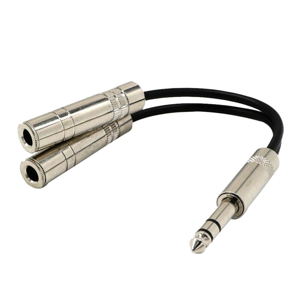 6.35mm Stereo Plug Male to Dual 6.35mm   Female Splitter Cable