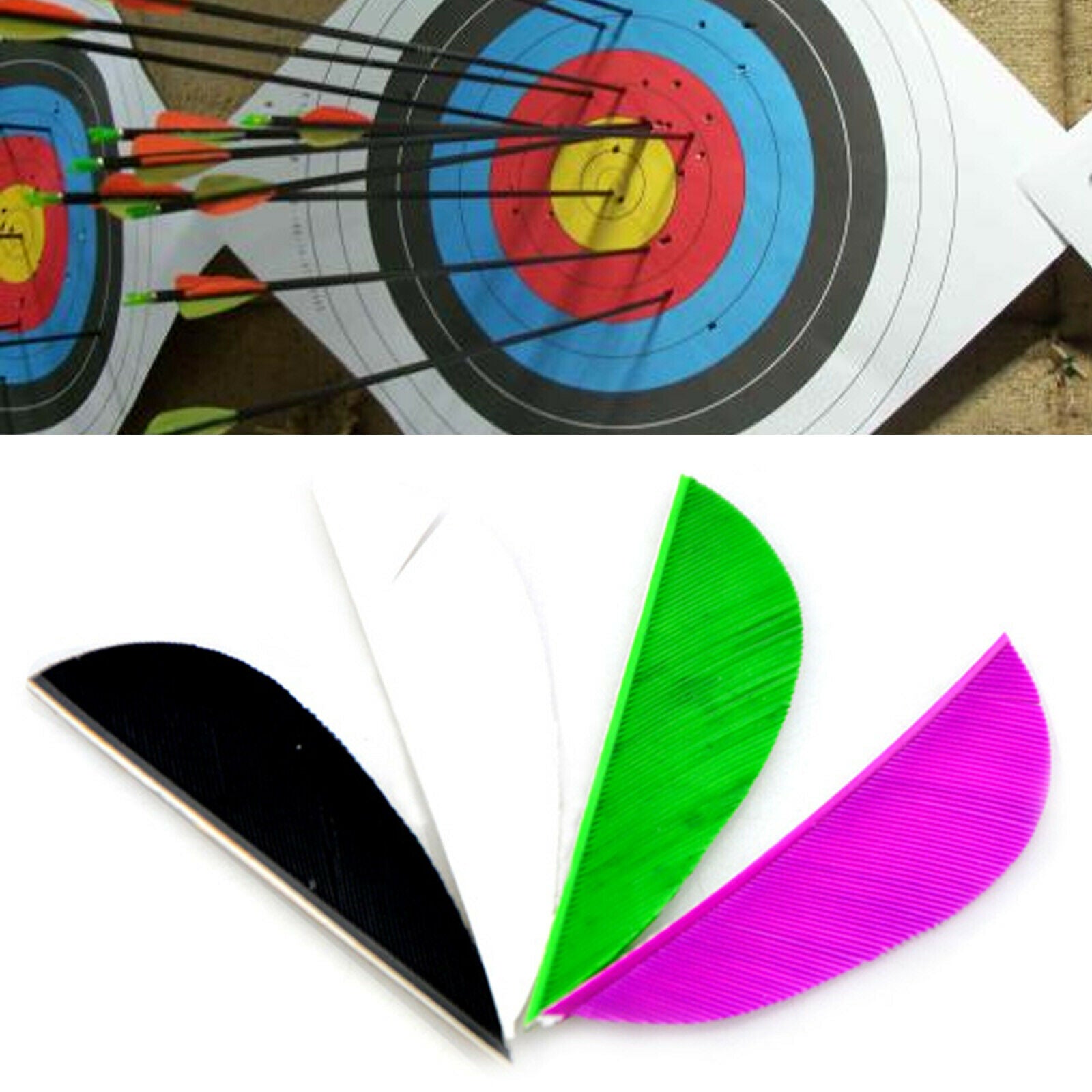 50pcs 2" Arrow Natural Turkey Feather Waterdrop Fletches Vanes DIY Shaft CA