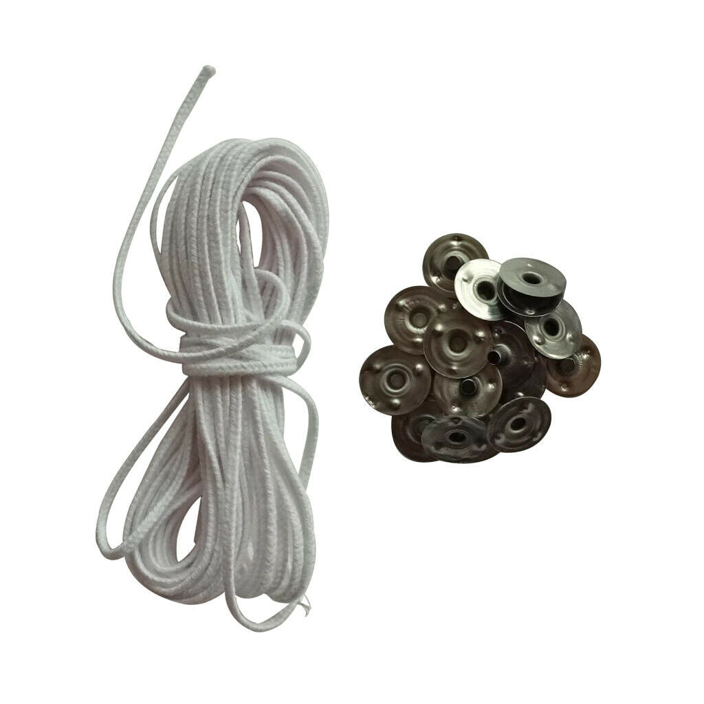 5m Pre Waxed Candle Wicks with 20x Sustainers DIY Smokeless Candle Making Gift