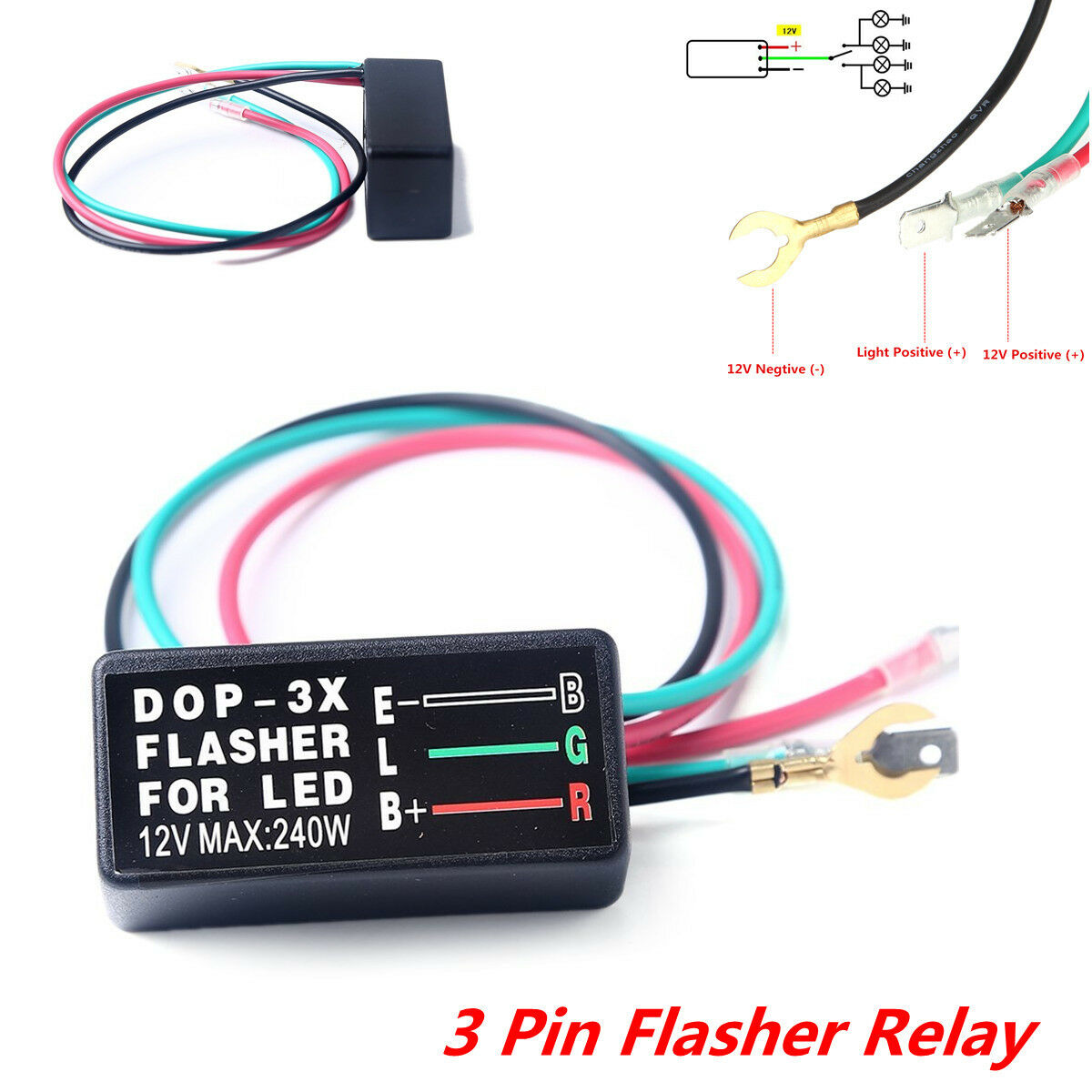 1Pcs DC 12V 3 Pin Flasher Blinker Relay Turn Signal LED Light for Motorcycle ATV