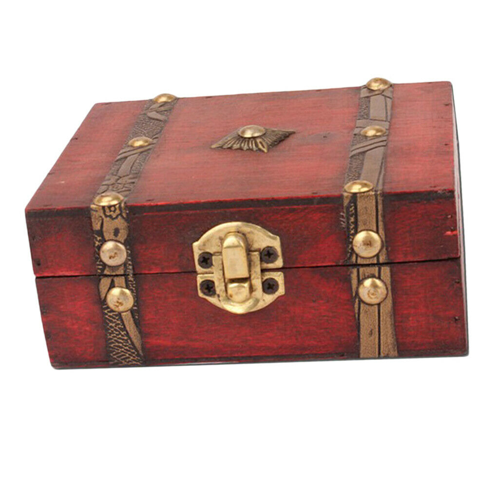 Wood Jewelry Box w/ Lock Bracelet Storage Box Organizer Holder Display Case