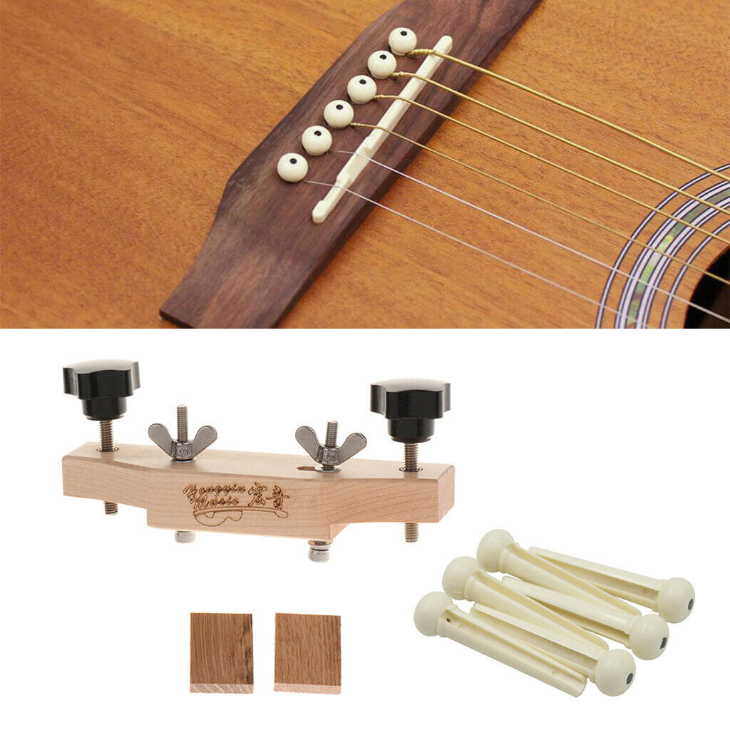 6 Pieces Bridge Pins with Guitar Bridge Clamp Set for Acoustic Guitar Parts