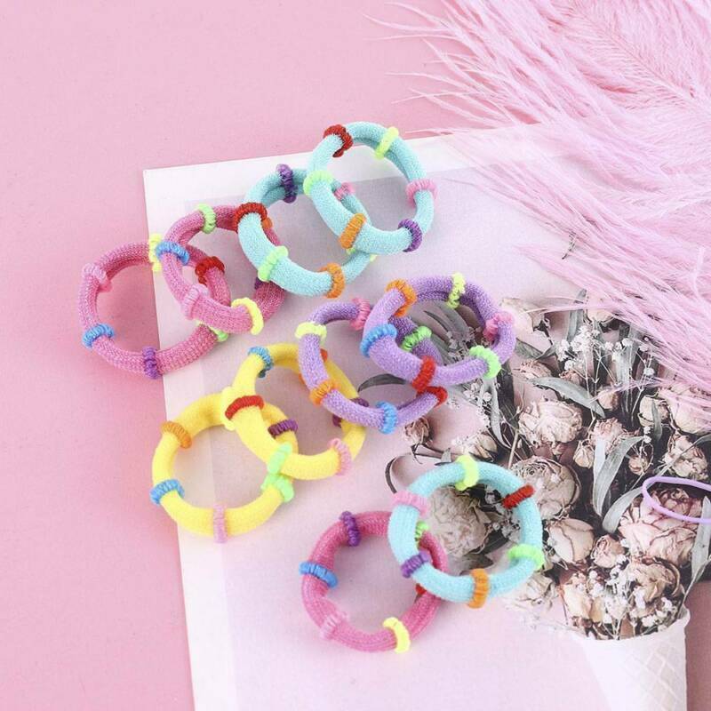 220Pcs Candy Color Rope Ponytail Holder Hair Accessories For Girls Kids Clip CA-