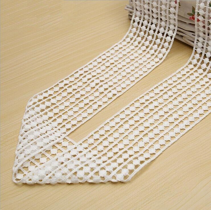 4 Yards White Milk silk wide Hollow lace sewing crafts Accessories 7.5cm