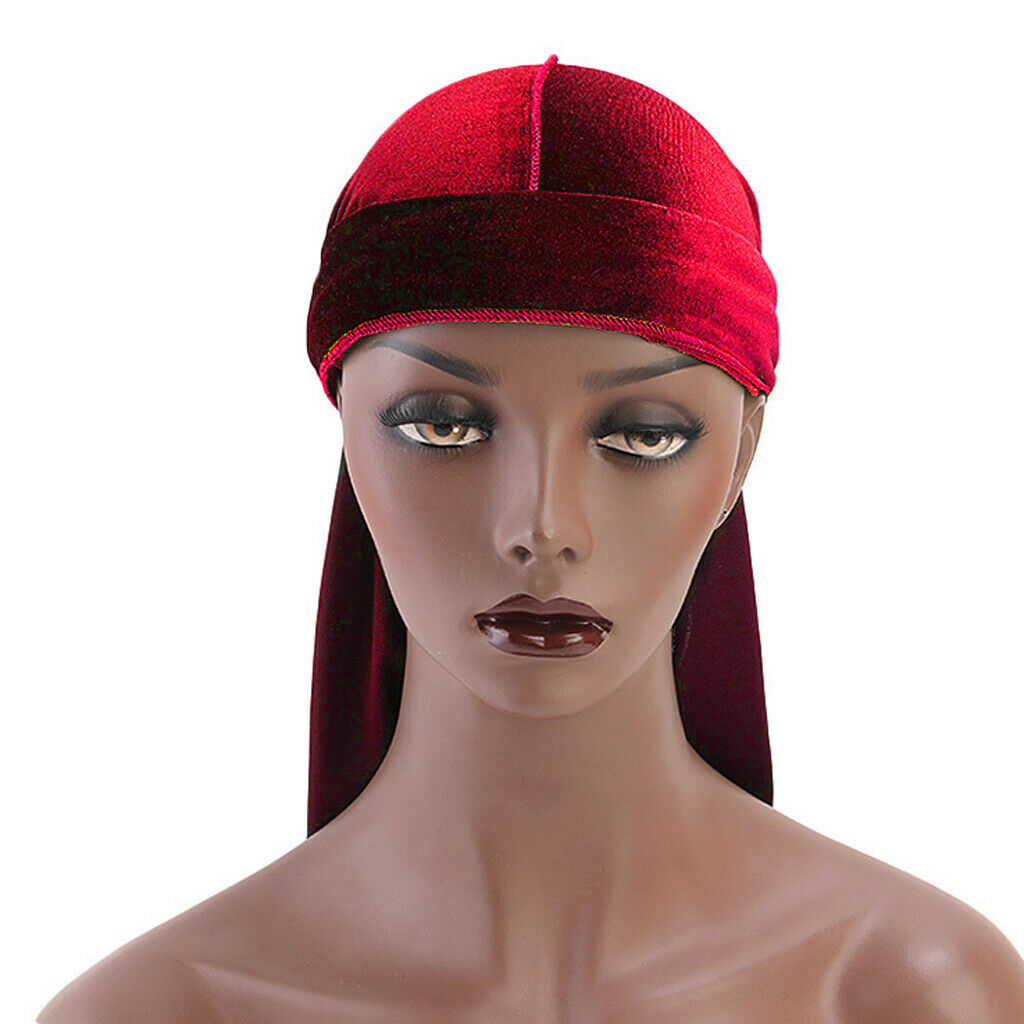 2 Pieces Women Mens Velvet Bandana Hat Durag Headwear Beanie Chemo Hat