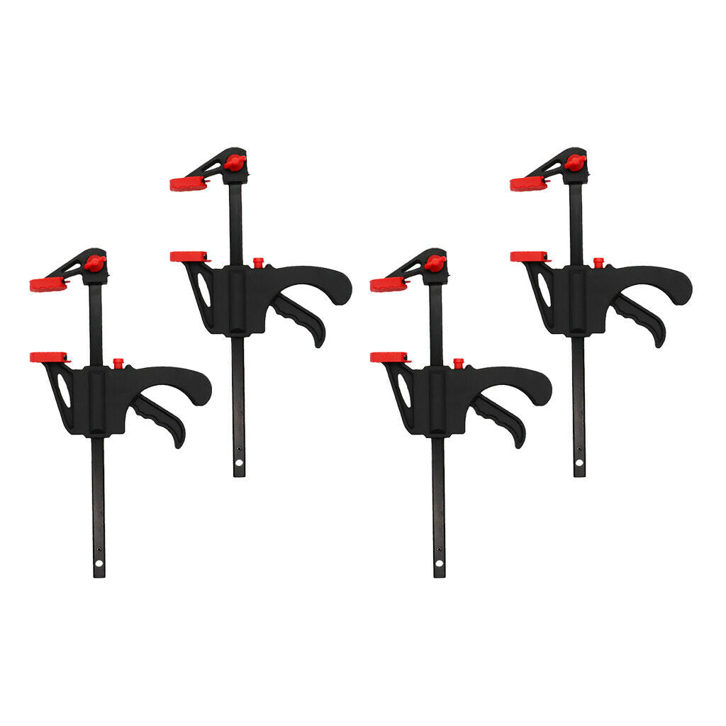 4pcs Durable Black 10cm Heavy Duty Adjustable Wood Bar Clamp Squeeze Clamps