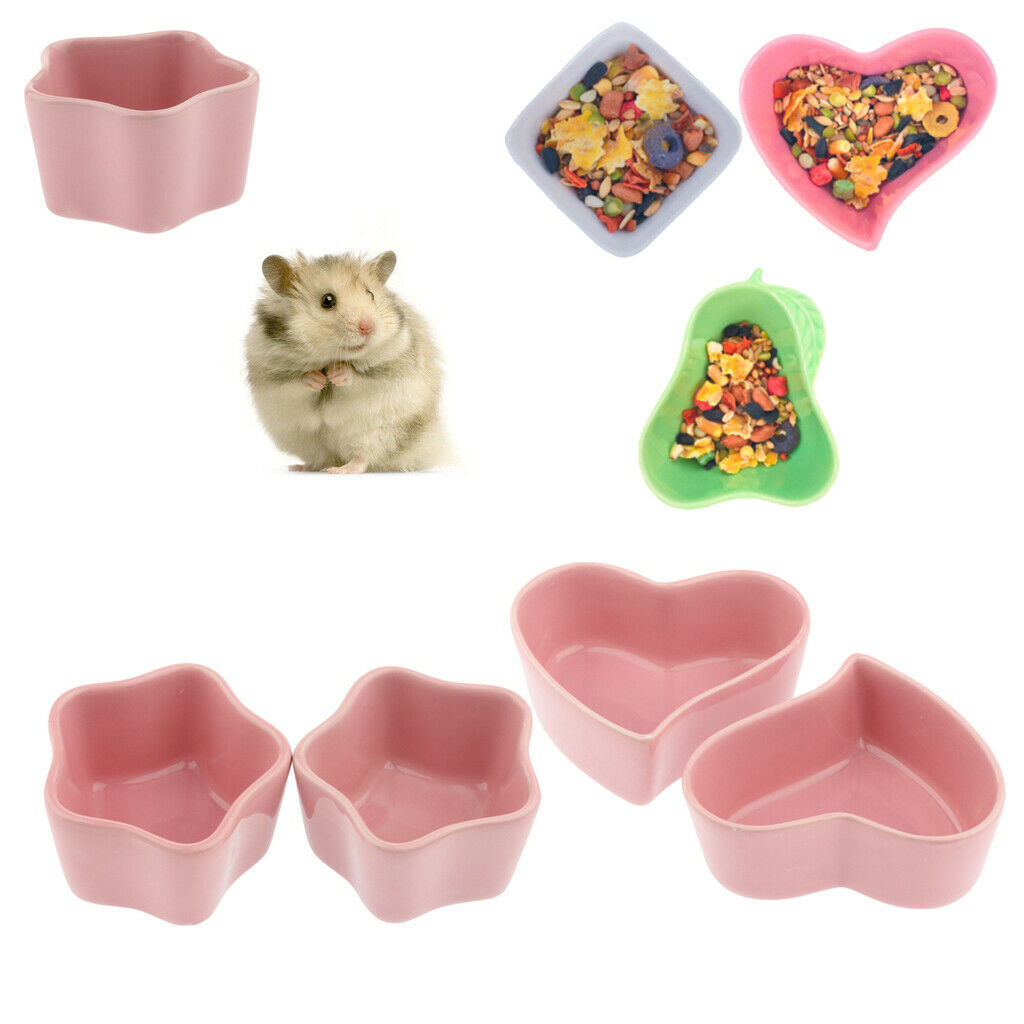 2 Pairs Hamster Bowl, Food and Water Ceramic Bowl for Rodents Gerbil Hamsters