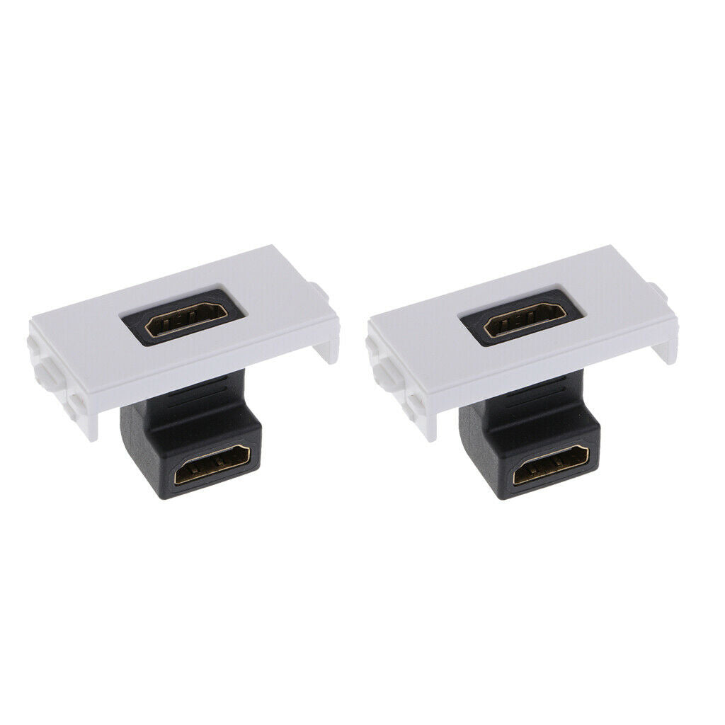 2Packs HDMI Wall Socket Module 90 Degree Solderless Type 2 Way Female/Female
