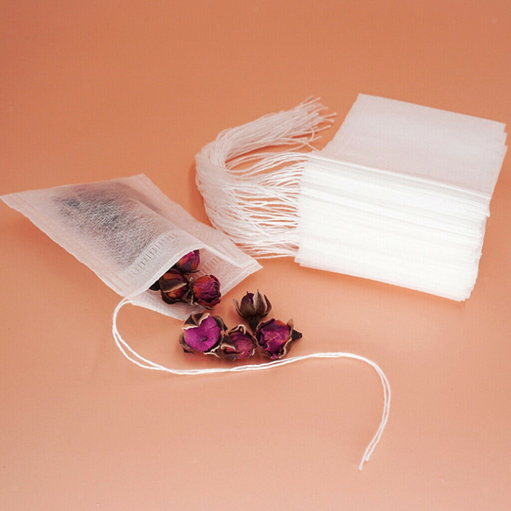 50pcs Empty Teabags String Heat Seal Filter Paper Herb Loose Tea Bag 5.5x7cm