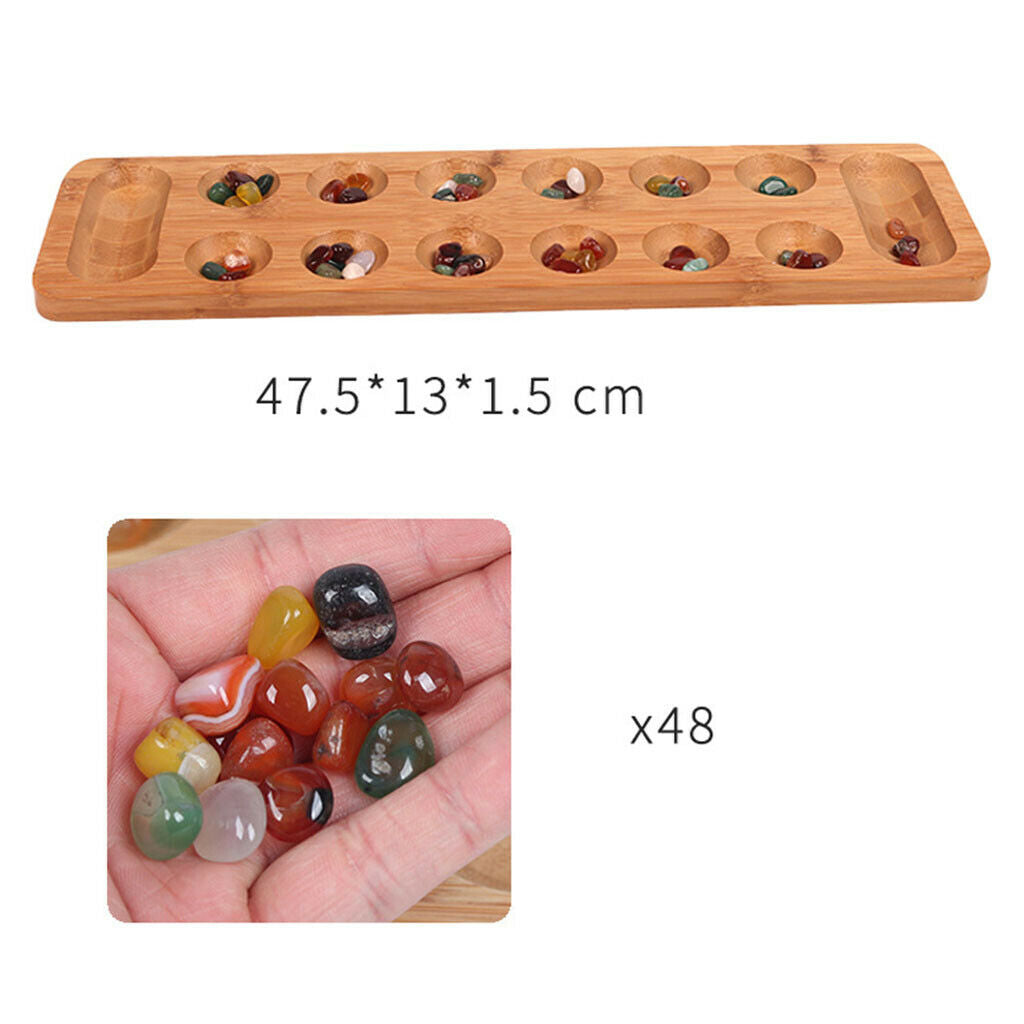 Mancala Board Game Kids and Adults with 48 Agate Stone for Family Adults