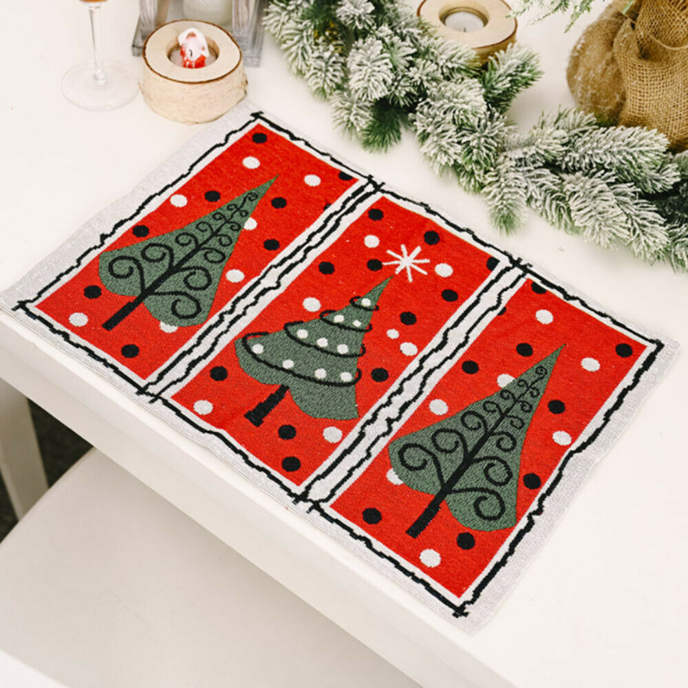 Christmas Knitted Tablecloth Santa Claus Small Tree Kitchen Placemats Decoration