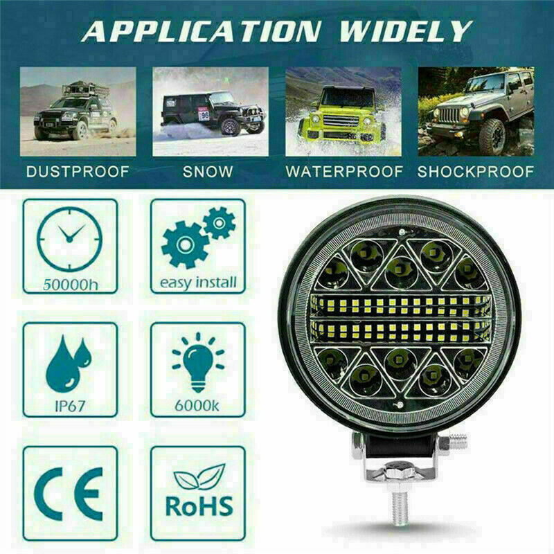4x 4inch LED Work Light Bar 4WD Offroad SPOT Pods Round Fog ATV SUV Driving Lamp