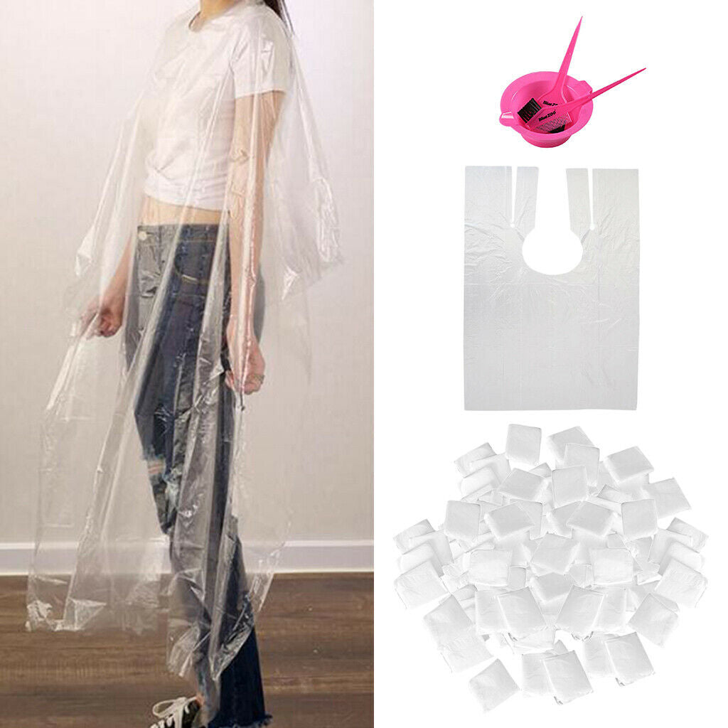 200pcs Waterproof Hair Capes Apron Barber Hair Dye Set Dyeing Comb Rose Red