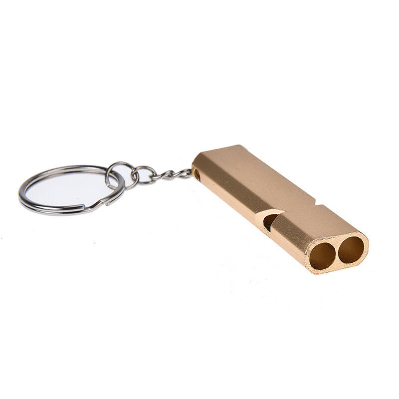 aluminum alloy double-tube whistle for emergency outdoor survival random .l8