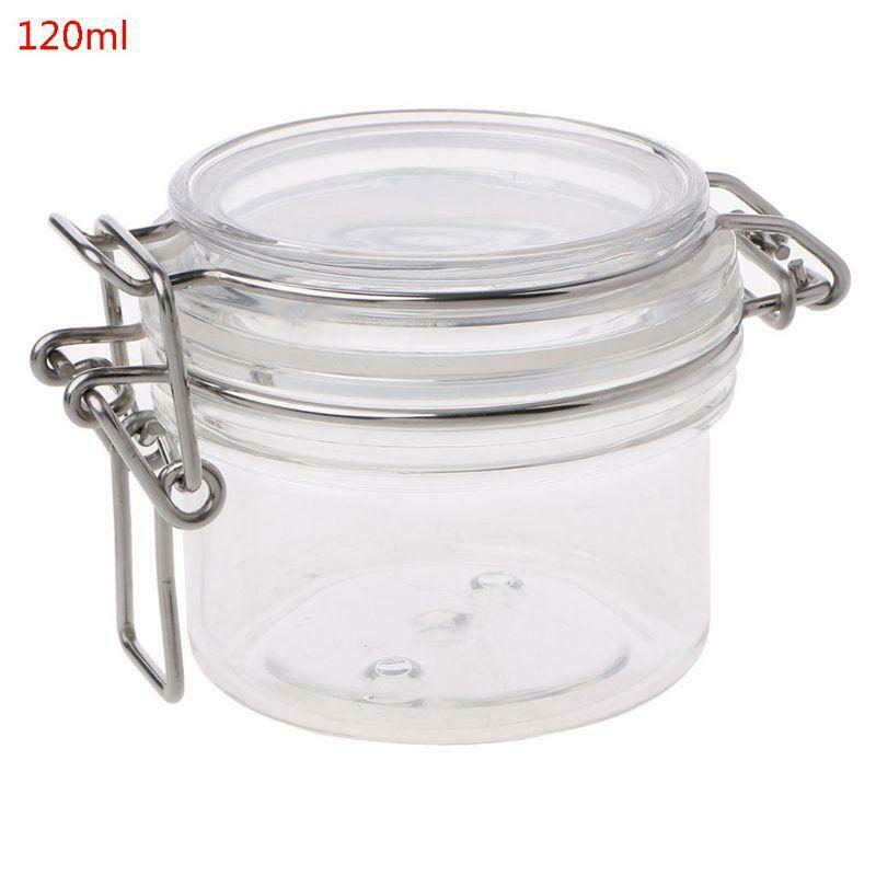 120ML Plastic Round Clip Top Storage Jar With Airtight Seal Lid Kitchen Food