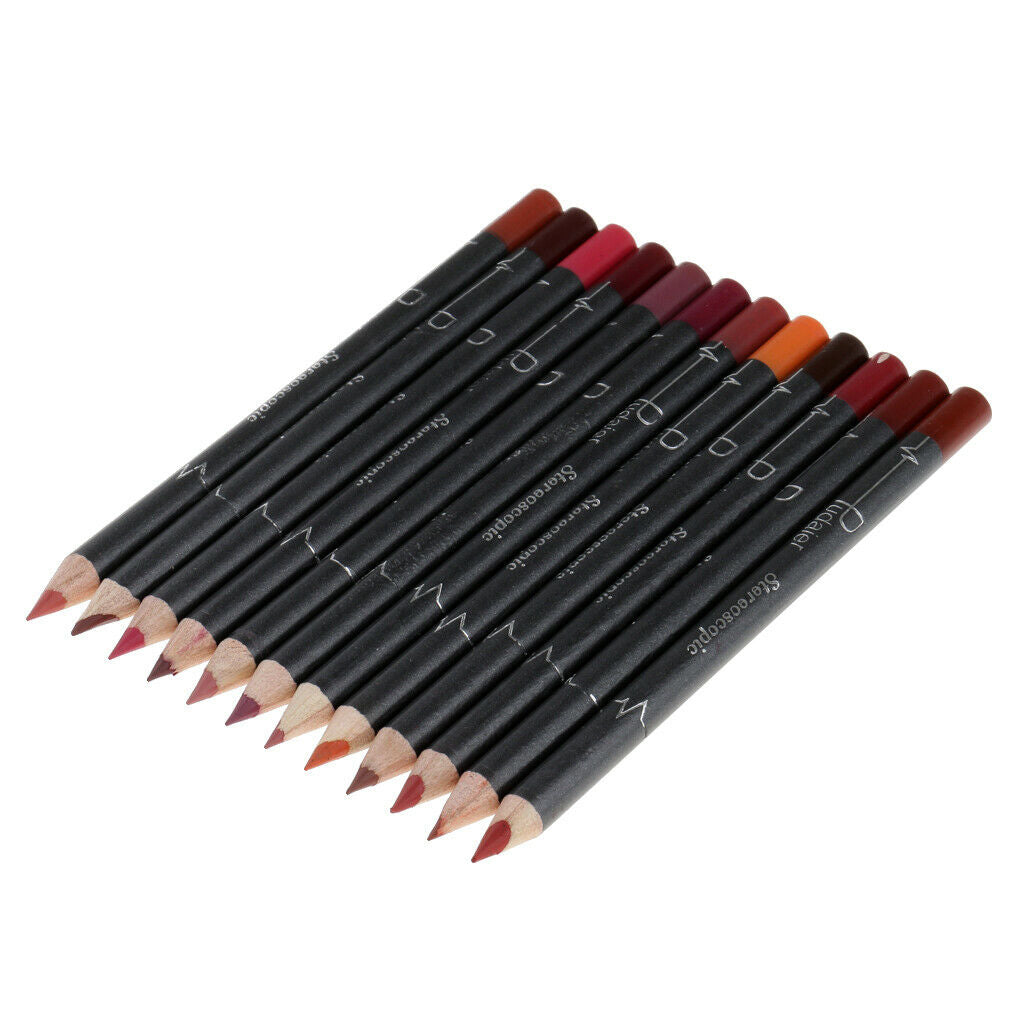 12 Colors Lip Pencils, Lip Pencils, Lip Liner with Lid, Long-lasting Matt