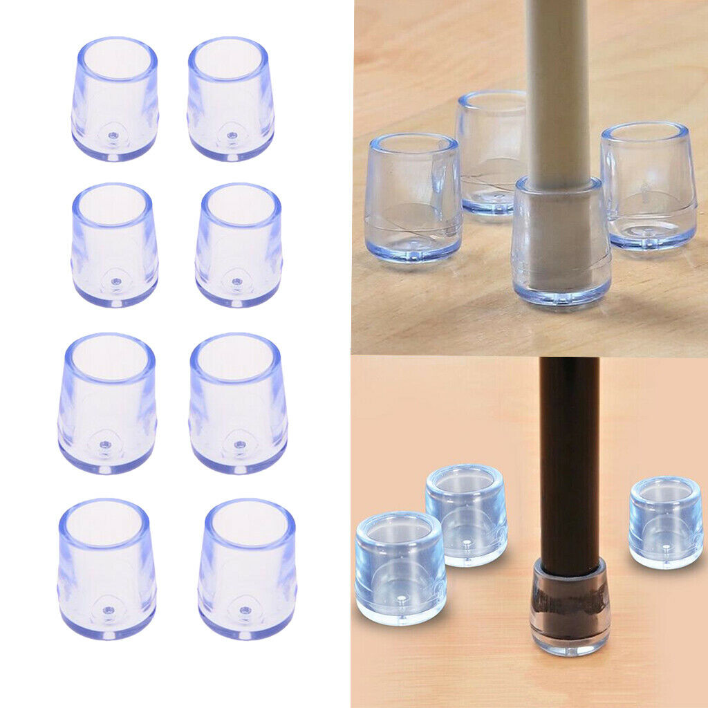 8Pcs Transparent Round Chair Leg Caps Anti Scratch Furniture Felt Pads for Table