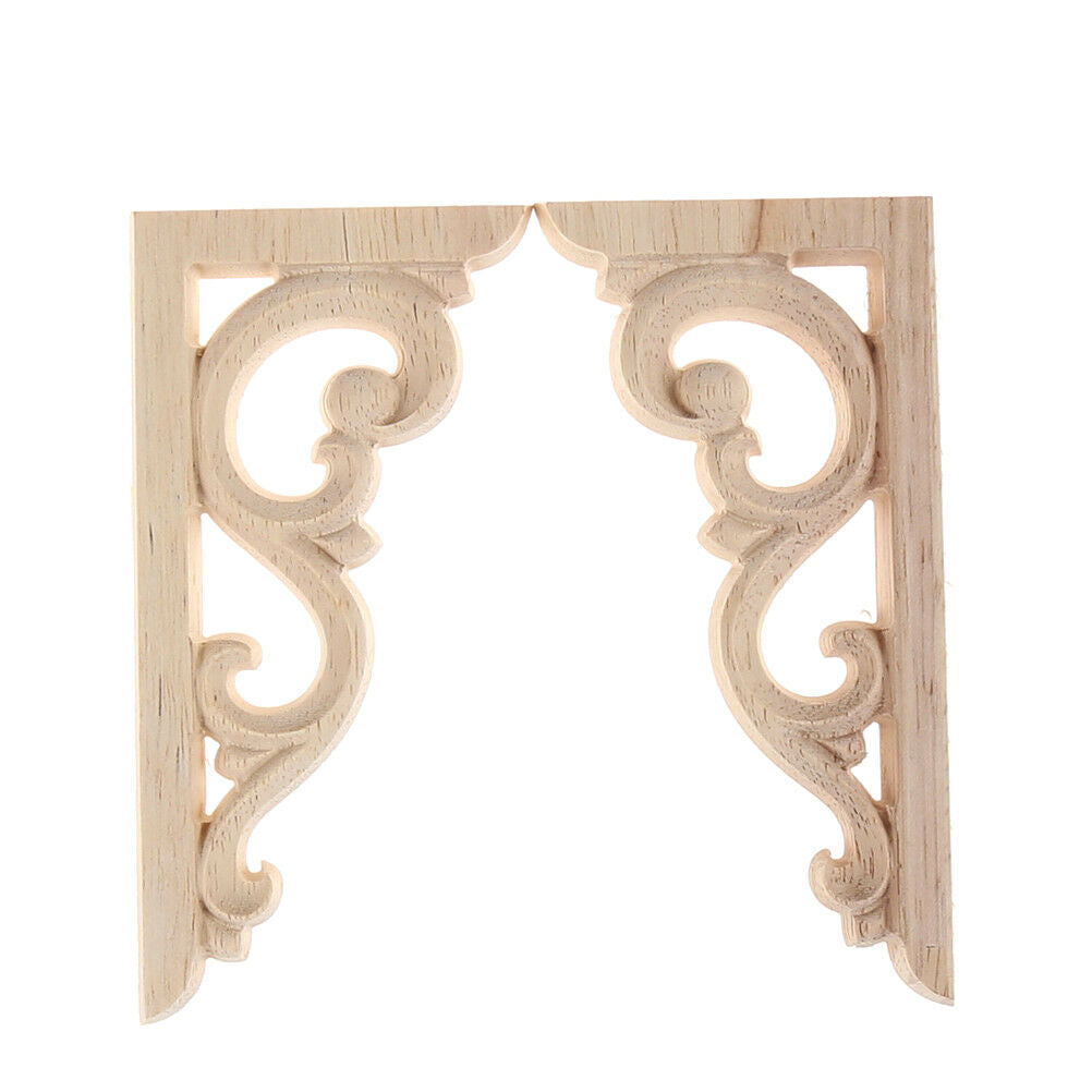 1Pair Europe Style Exquisite Wood Carved Applique Furniture Home Door  De.l8