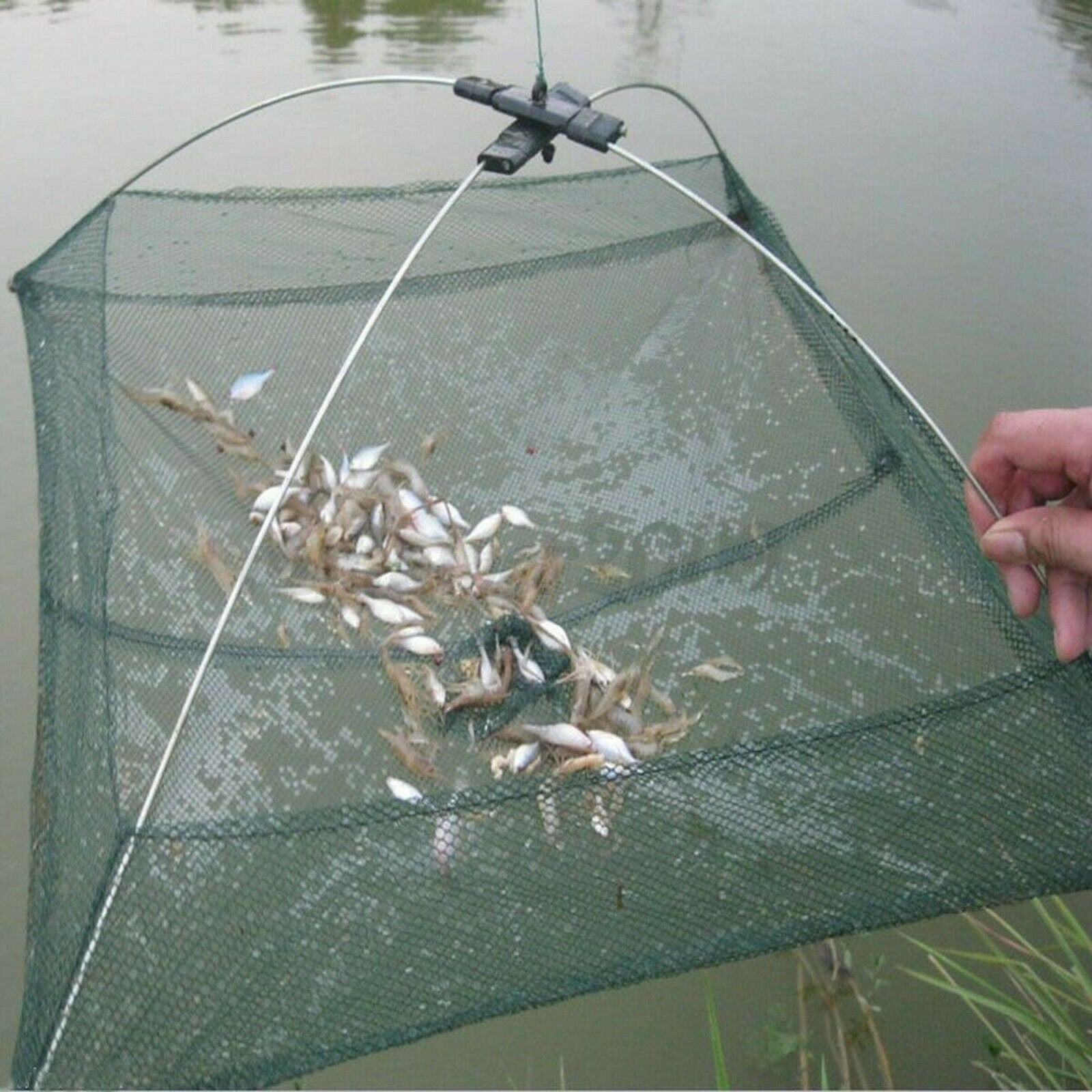 Fishing Bait Trap Crab Net Crawdad Shrimp Foldable Cast Dip Cage Fish Net