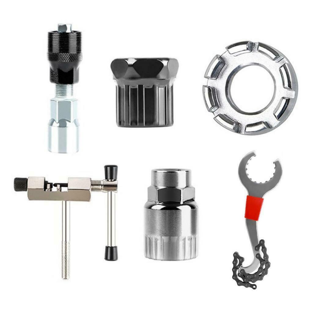 6pcs Bike Chain Wheel Repair Tools Set Flywheel, Sprocket, BB Remover Chain Whip