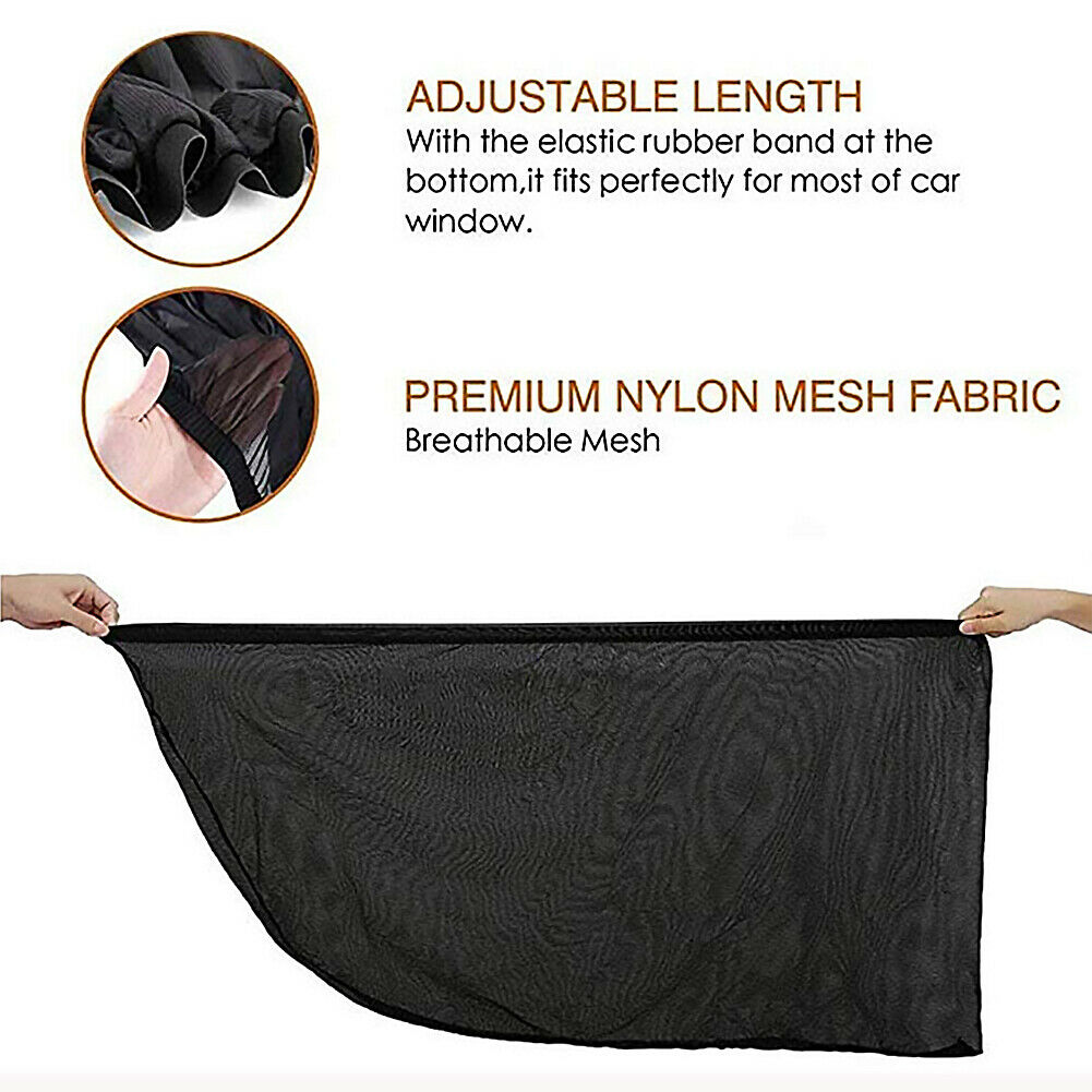 2pcs UV Protection Car Front Rear Side Window Sun Shade Anti-mosquito Net Cover