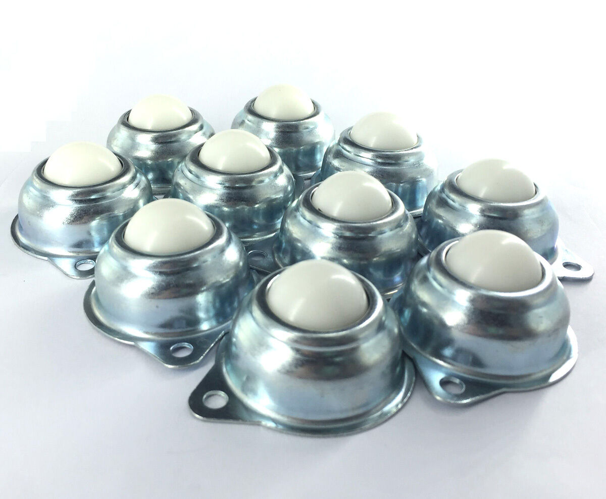 10pcs Dia 1'' Nylon Ball Metal Transfer Bearing Unit Conveyor Roller  [M1]