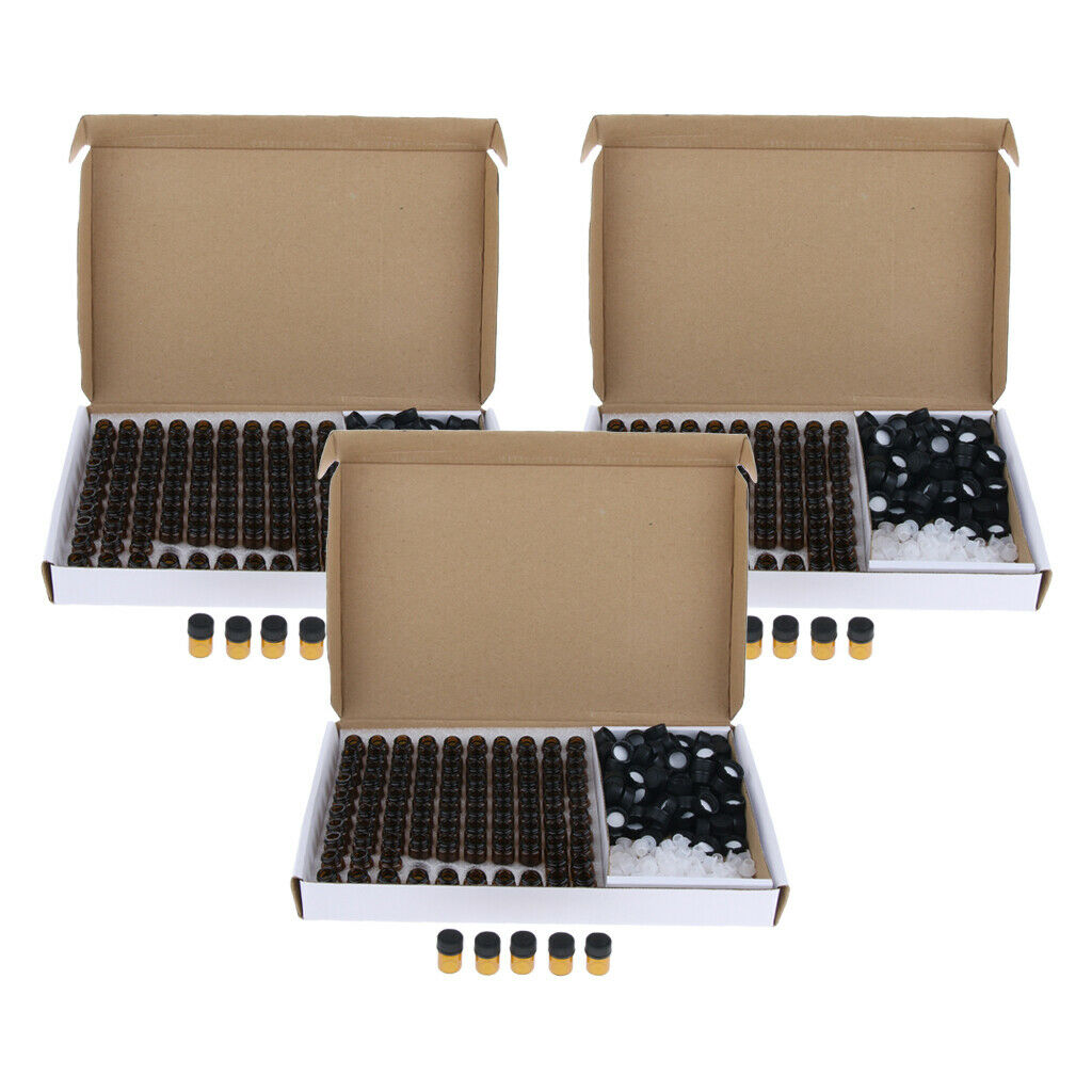 300 Packs 2ml Empty Glass Bottles w/Orifice Reducer Small Perfume Vials