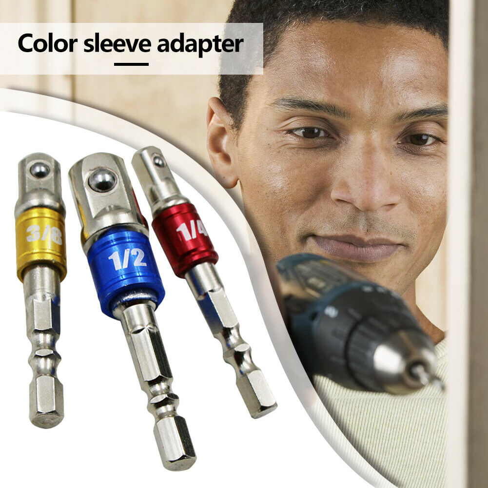 3pcs Hex Drill Bit Socket Adapter Electric Impact Driver Conversion Bar @