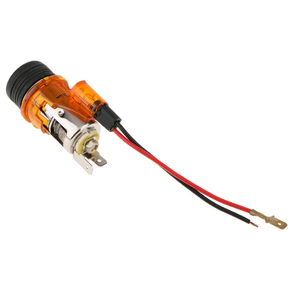 12V Car Cigarette Lighter Socket Plug Outlet Assembly Flash Light Orange