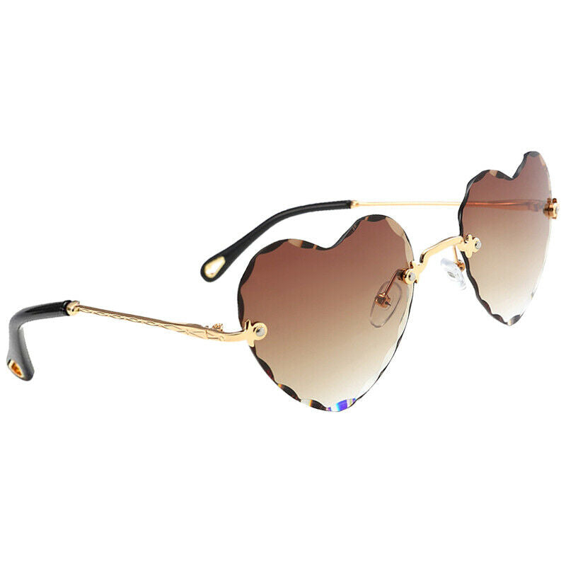 4x Women Gradient Rimless Heart Shape Ultralight Fashion UV400 Sun Glasses